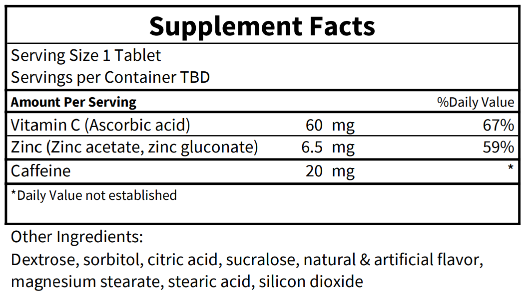 Lemon Caffeinated Cough Lozenges - 20mg Caffeine