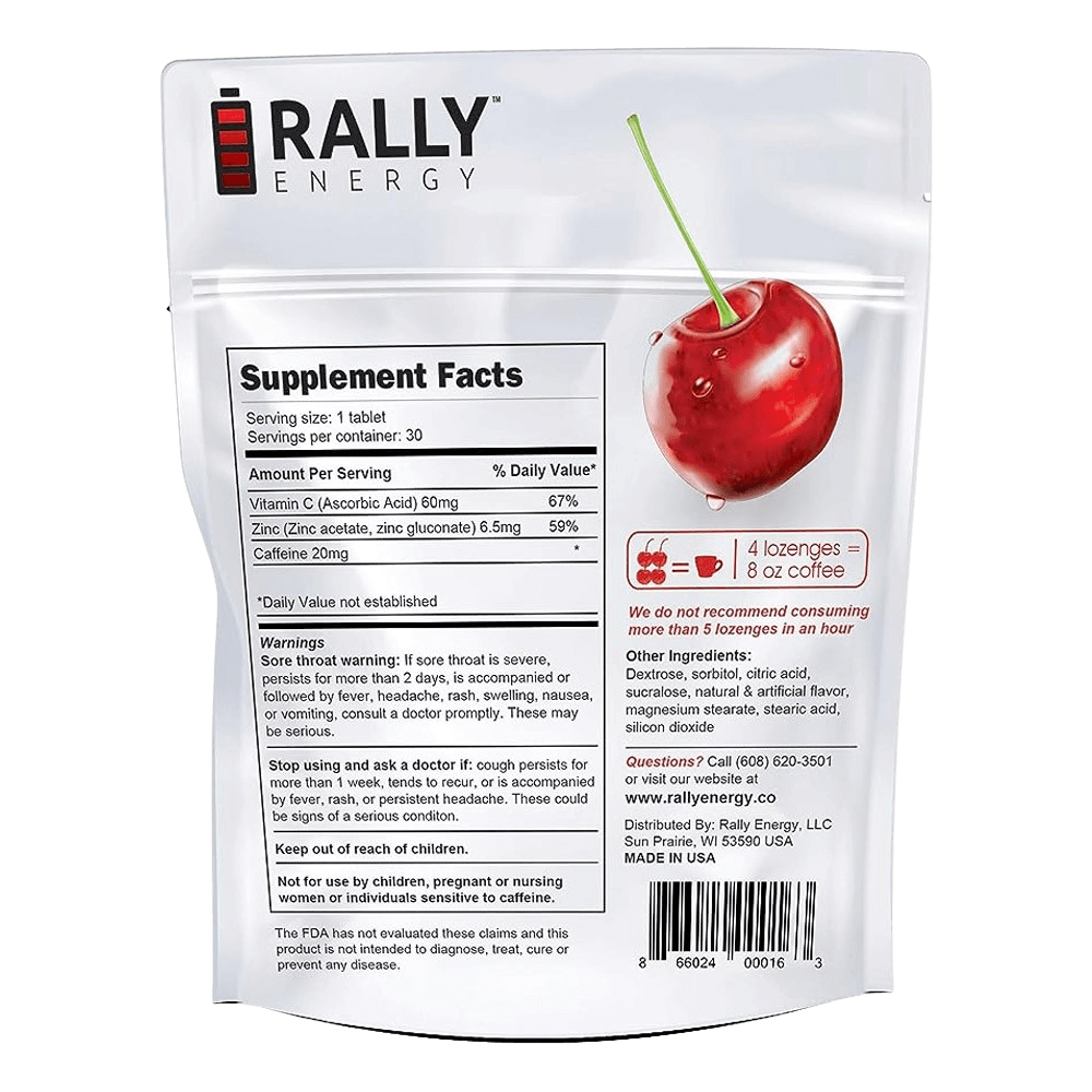 Cherry Caffeinated Cough Lozenges - 20mg Caffeine