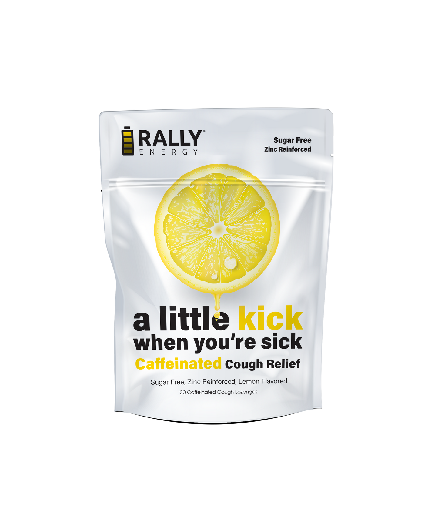 Rally Energy Cough Relief - Caffeinated, Lemon Flavored Cough Lozenges - Travel size