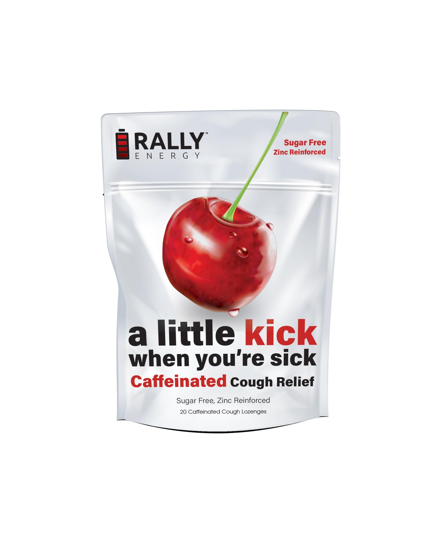 Rally Energy Cough Relief - Caffeinated, Cherry Flavored Cough Lozenges - Travel size