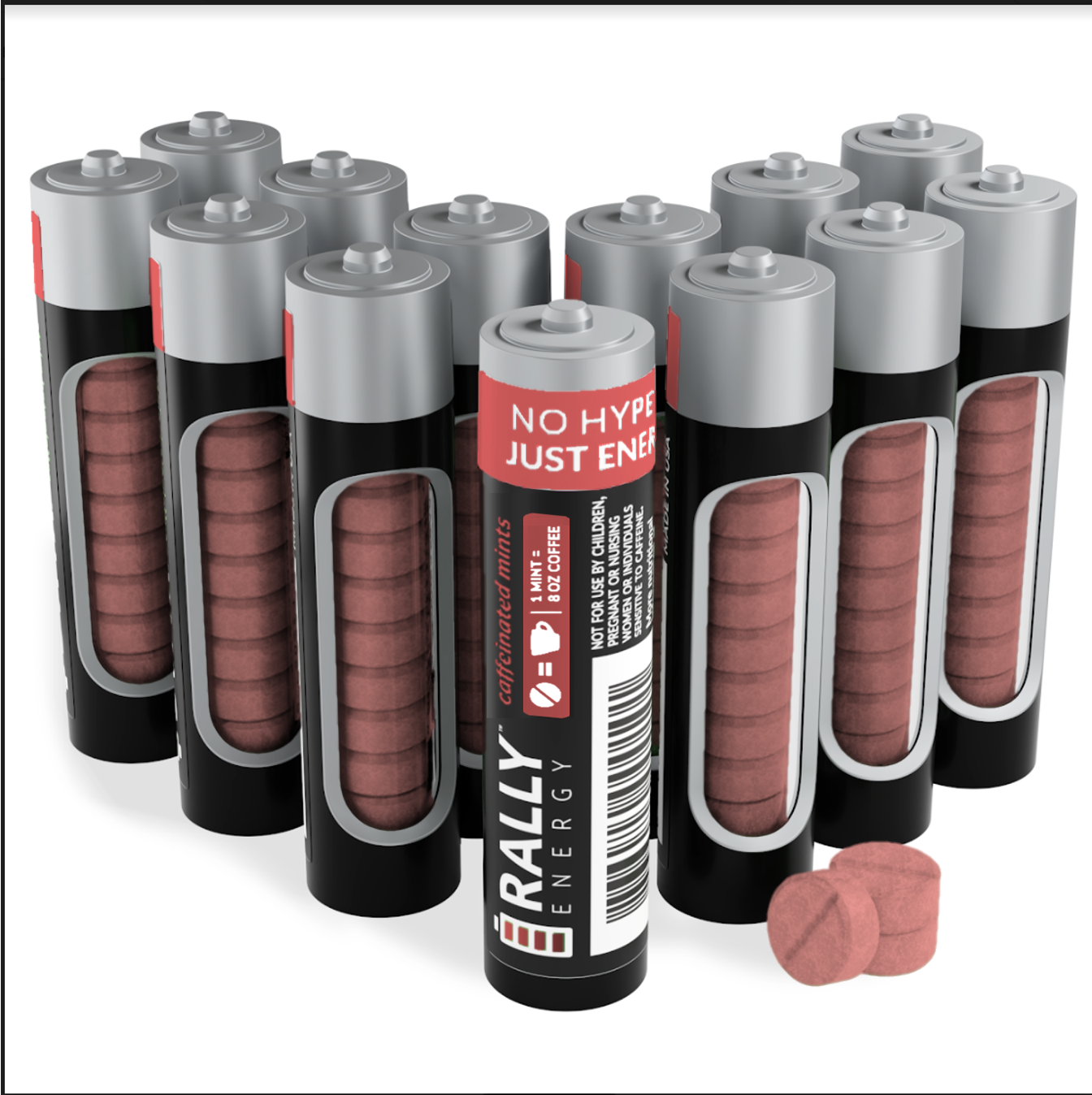 1-Pack (10 Mints) Caffeinated Cinnamon Mints - An instant caffeinated kick and fresh breath, on-demand.