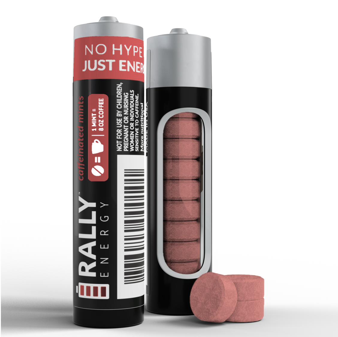 1-Pack (10 Mints) Caffeinated Cinnamon Mints - An instant caffeinated kick and fresh breath, on-demand.